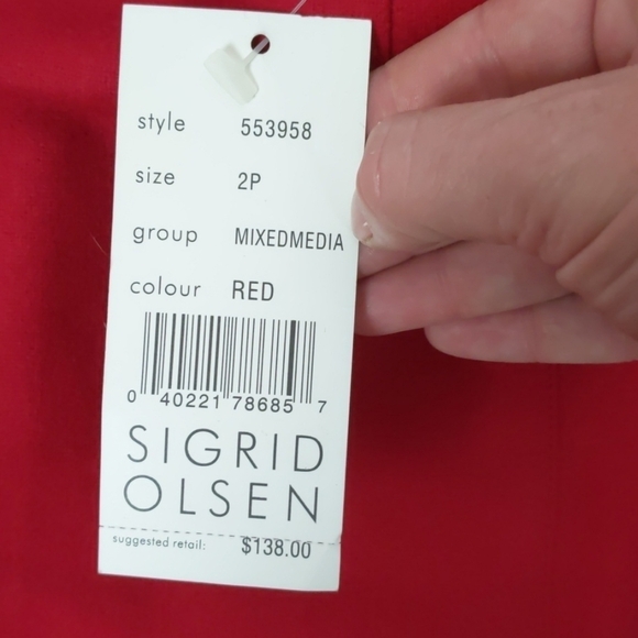 Sigrid OLSEN - wool red pencil skirt size 2 petite - Picture 2 of 3